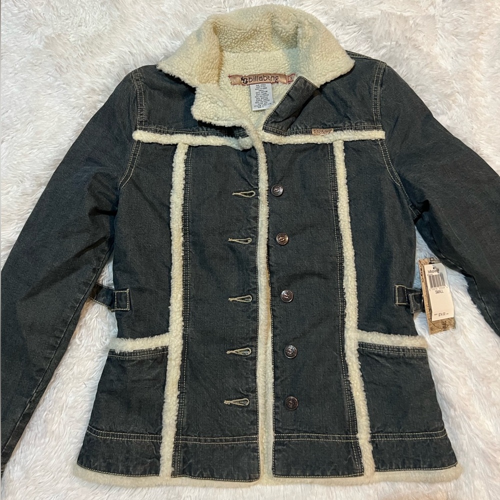 Billabong Women's  Denim Jacket with sherpa Trim